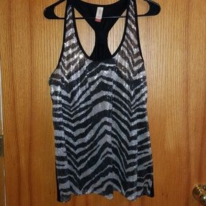 Zebra Sequin Racerback Tank Top
